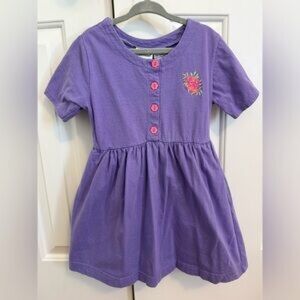 Vibrant Purple Kids Dress with Floral Accent